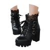 Womens Chunky Platform Ankle Boots Goth High Heel Lace Up Boots Lace Buckle Gothic Cosplay Back Zipper Punk Shoes view 3