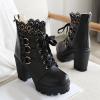 Womens Chunky Platform Ankle Boots Goth High Heel Lace Up Boots Lace Buckle Gothic Cosplay Back Zipper Punk Shoes view 4