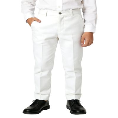 YuanLu Boys' Uniform White Dress Pants for Kids Tuxedo First Communion Pant for Wedding White Size 3