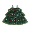 1-6Y Toddler Baby Girl Christmas Dress Star Pompom Layered Ruffle Tulle Mesh Dresses Little Kids Girls Cake Smash Dress Green view 1
