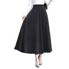 Women's Vintage High Waist Long Skirt A-line Fall/Winter Elegant Solid Wool Midi Skirt Dark Grey XXL view 2