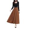 Women's Vintage High Waist Long Skirt A-line Fall/Winter Elegant Solid Wool Midi Skirt Khaki S view 1