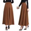 Women's Vintage High Waist Long Skirt A-line Fall/Winter Elegant Solid Wool Midi Skirt Khaki S view 2