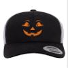 Adjustable Black/White Structured Trucker Female Jack O Lantern Face Halloween Structured Trucker Cap view 1
