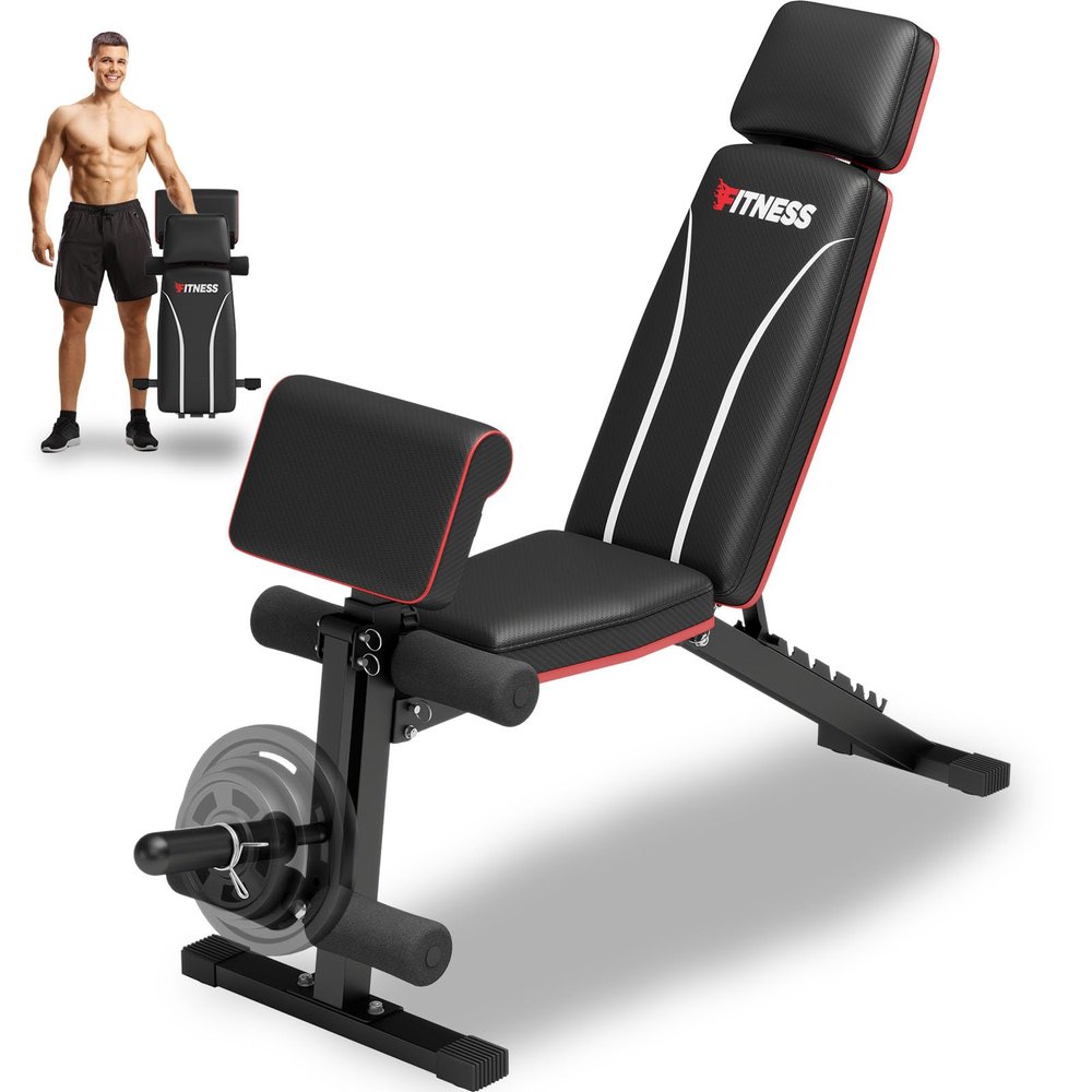 Adjustable Weight Bench with Leg Extension Preacher Pad, 880LBS Capacity Workout Bench Multi-function Bench Press Full Body Workout, Incline Decline Bench for Home Gym Strength Training
