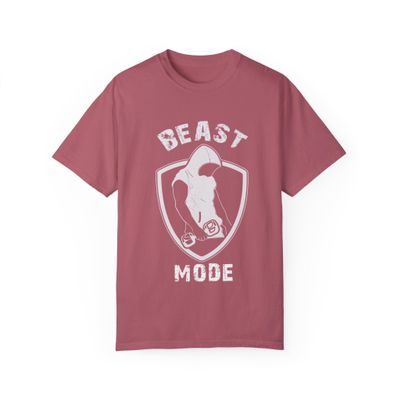 Beast Mode T-Shirt, Fitness Tee, Gym Motivation Shirt, Athleisure Wear, Vintage Style Top Crimson