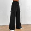 Cargo Sweatpants for Women Trendy High Waisted Flare Wide Leg Sweatpants Baggy Comfy Parachute Pants with Pockets Open Bottom Baggy Sweatpant Comfy Active Jogger Pants Sweat Pants Lounge Pants view 4