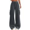 Cargo Sweatpants for Women Trendy High Waisted Flare Wide Leg Sweatpants Baggy Comfy Parachute Pants with Pockets High Waisted Sweatpants for Women Cotton Athletic Joggers Track Pants Golf Pants view 1