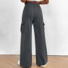 Cargo Sweatpants for Women Trendy High Waisted Flare Wide Leg Sweatpants Baggy Comfy Parachute Pants with Pockets High Waisted Sweatpants for Women Cotton Athletic Joggers Track Pants Golf Pants view 2