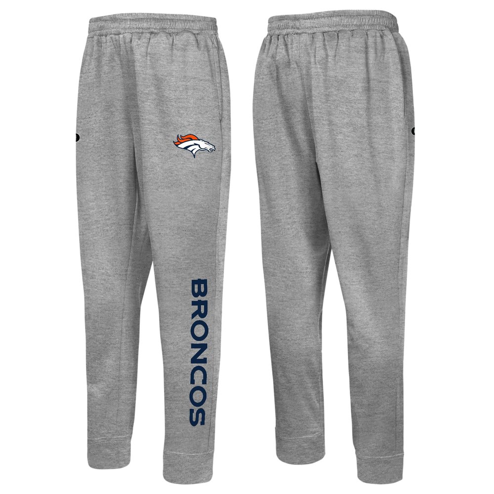 Outerstuff NFL Men's Side Line Elastic Tech Jogger, Denver Broncos, Size Small Gray