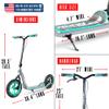 Large Kick Scooter for Adults, Teens & Kids 8-12 with Kickstand  12" Air-Filled Tires, Wide Deck, Lightweight Steel Frame  Madd Gear Urban Glide (Teal/Grey) view 3