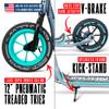 Large Kick Scooter for Adults, Teens & Kids 8-12 with Kickstand  12" Air-Filled Tires, Wide Deck, Lightweight Steel Frame  Madd Gear Urban Glide (Teal/Grey) view 4