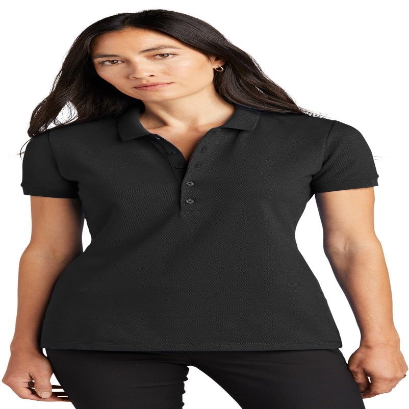 Mercer+Mettle Women's Stretch Heavyweight Pique Polo | Short Sleeve Collared Shirt for Women, Moisture Wicking Work Top, Deep Black, Small