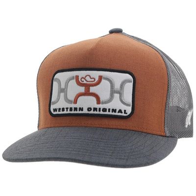 "Loop" Hooey Hat Orange/Grey w/Grey/White Rectangle Patch