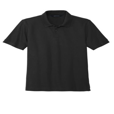 Mercer+Mettle Unisex Stretch Heavyweight Pique Polo | Short Sleeve Collared Shirt for Men & Women, Casual Work Top, Deep Black, Large