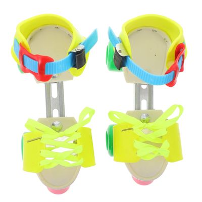 TOBBOMEY 1pair Adjustable Quad Roller Skates for Boys and Girls Easy to Use Boy Girl Skating Shoes Double Row Wheels for Beginners Fun Outdoor Activity Colorful Yellow Design