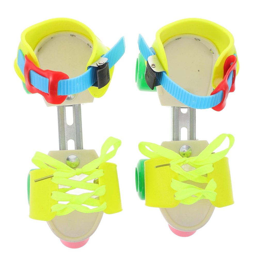 TOBBOMEY 1pair Adjustable Quad Roller Skates for Boys and Girls Easy to Use Boy Girl Skating Shoes Double Row Wheels for Beginners Fun Outdoor Activity Colorful Yellow Design