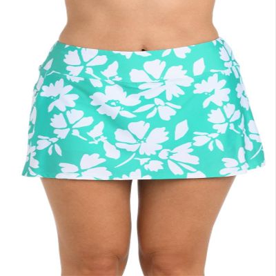 24th & Ocean Women's Swim Skort Swimsuit Bottom, Aquamarine//Marseille Floral, 14