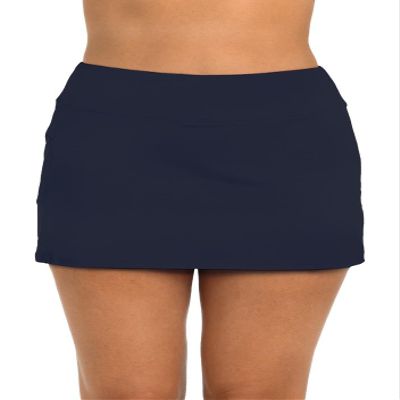 24th & Ocean Women's Swim Skort Swimsuit Bottom, Midnight//Solids, 8