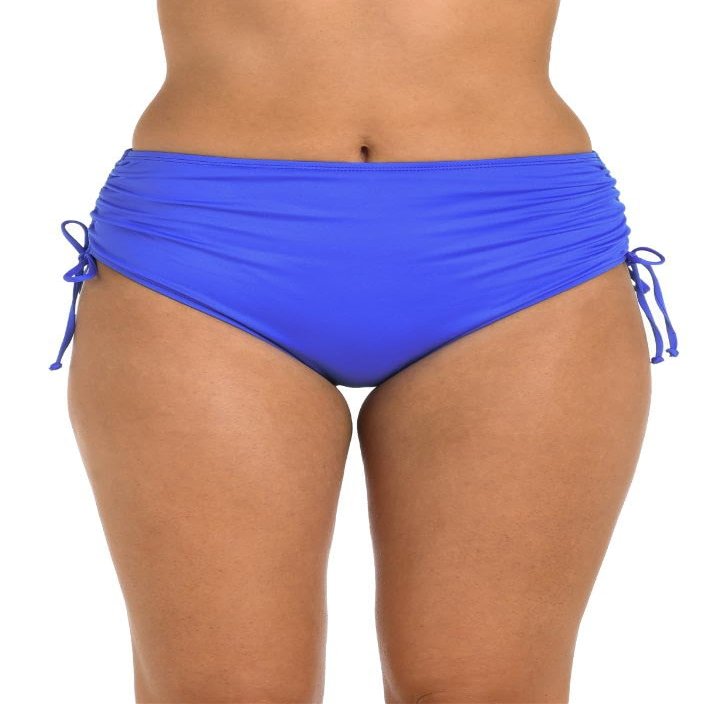 24th & Ocean Women's Mid Waist Side Tie Hipster Bottom, Periwinkle//Solids, 10