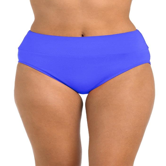 24th & Ocean Women's High Waist Hipster Bikini Swimsuit Bottom, Periwinkle//Solids, 12