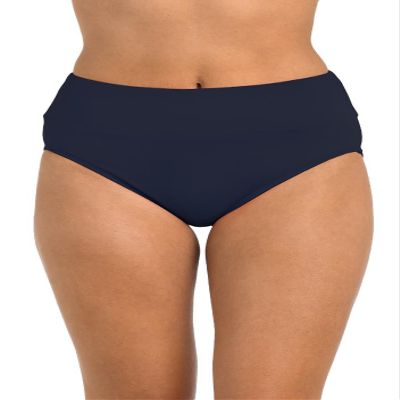 24th & Ocean Women's High Waist Hipster Bikini Swimsuit Bottom, Midnight//Solids, 6