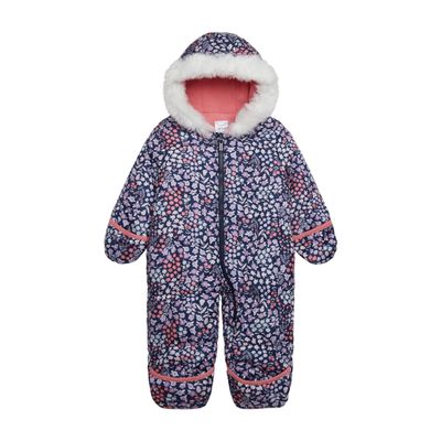Carter's Infant Unisex Baby Puffer Pram Suit Faux Fur Trim Hooded One-Piece with Cozy Insulation, Navy Ditsy Floral, 6-9 Months
