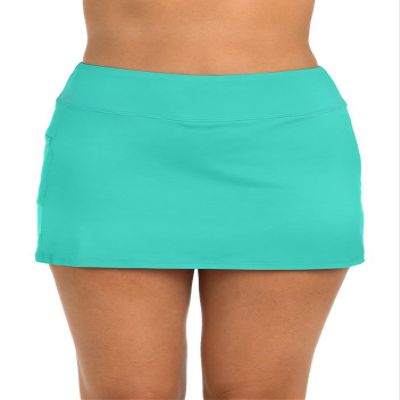 24th & Ocean Women's Swim Skort Swimsuit Bottom, Aquamarine//Solids, 14
