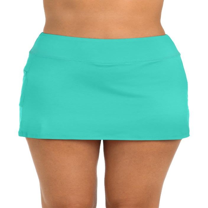 24th & Ocean Women's Swim Skort Swimsuit Bottom, Aquamarine//Solids, 14