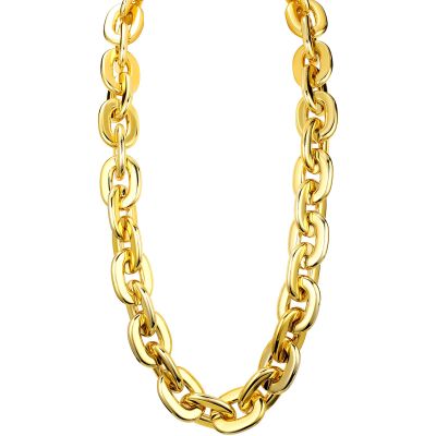 LCPQMZGH Jumbo Plastic Chain Necklace Hip Hop Rapper Gold Chain for Men Halloween Costume Accessory, Gold, 35.4 Inch