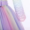 ABEHIK Flower Girls Fall Wedding Guest Dress Vintage Floral Lace 3/4 Sleeves Dress Birthday Party Evening Formal Pegeant Dance Gown First Communion Tulle Tutu Dresses Purple Rainbow 2-3 Years view 2