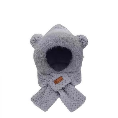 Jiahejiawen Winter Rabbit Fleece Bear Neck Warmer Hat Women Windproof Ear Warmer Thick Cycling All-Match Hat Scarf Set of Two Pink (Gray)