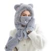 Jiahejiawen Winter Rabbit Fleece Bear Neck Warmer Hat Women Windproof Ear Warmer Thick Cycling All-Match Hat Scarf Set of Two Pink (Gray) view 4