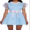 NUFIWI Women Girls Blue Twin Dress Halloween Costume Shining Creepy Twins Puff Sleeve Short Dress Maid Lolita Dress with Belt(Belt Pink,M) view 1