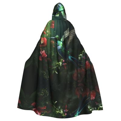 WHJYMX Hummingbird Green Prints Halloween Adult Hooded Cloak for Costume Parties and Cosplay Events