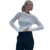 Fashion Elegant Striped See Through Women Tops Outfits Long Sleeve T-Shirts Tees Skinny Club Party Clothes,White,S view 1