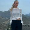 Fashion Elegant Striped See Through Women Tops Outfits Long Sleeve T-Shirts Tees Skinny Club Party Clothes,White,S view 2
