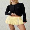 Seyumixi Lace Skater Skirt for Women Cute Lacey Ruffled Bloomer Skirts Layered Frilly Pleated Short Underskirt Lingerie(Bowknot Yellow,S) view 2
