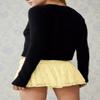 Seyumixi Lace Skater Skirt for Women Cute Lacey Ruffled Bloomer Skirts Layered Frilly Pleated Short Underskirt Lingerie(Bowknot Yellow,S) view 3