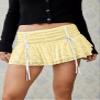 Seyumixi Lace Skater Skirt for Women Cute Lacey Ruffled Bloomer Skirts Layered Frilly Pleated Short Underskirt Lingerie(Bowknot Yellow,S) view 4
