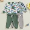 LIOMENGZI Toddler Baby Boy Dinosaur Outfits Funny Animal Sweatshirts Dinosaur Pants Set Infant Clothes 6 12 18 24Months 2T (Light Gray, 2-3T) view 2