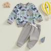 LIOMENGZI Toddler Baby Boy Dinosaur Outfits Funny Animal Sweatshirts Dinosaur Pants Set Infant Clothes 6 12 18 24Months 2T (Light Gray, 2-3T) view 3