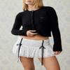 Seyumixi Lace Skater Skirt for Women Cute Lacey Ruffled Bloomer Skirts Layered Frilly Pleated Short Underskirt Lingerie(Bowtie White,M) view 2