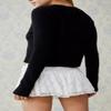 Seyumixi Lace Skater Skirt for Women Cute Lacey Ruffled Bloomer Skirts Layered Frilly Pleated Short Underskirt Lingerie(Bowtie White,M) view 3
