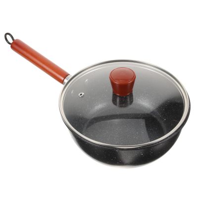 COLLBATH Wood Handle Nonstick Warming Pot Lid Small Metal Kitchen Pot for Soup Porridge and Noodles Lightweight and Portable Cooking Tool for Home and Outdoor Use