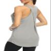 Bestisun Womens Long Tank Tops Running Workout Yoga Clothing Athletic Wear Sports Gym Shirts Gray L view 2