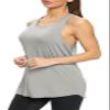 Bestisun Womens Long Tank Tops Running Workout Yoga Clothing Athletic Wear Sports Gym Shirts Gray L view 4
