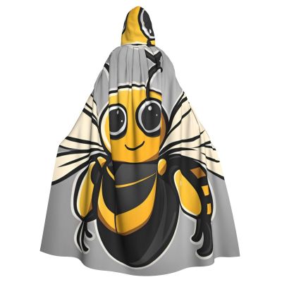WHJYMX Cute yellow bee Printing Halloween Adult Hooded Cloak for Party Decoration and Costumes