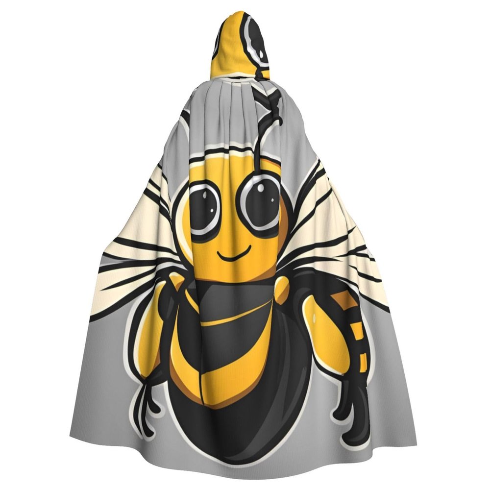 WHJYMX Cute yellow bee Printing Halloween Adult Hooded Cloak for Party Decoration and Costumes