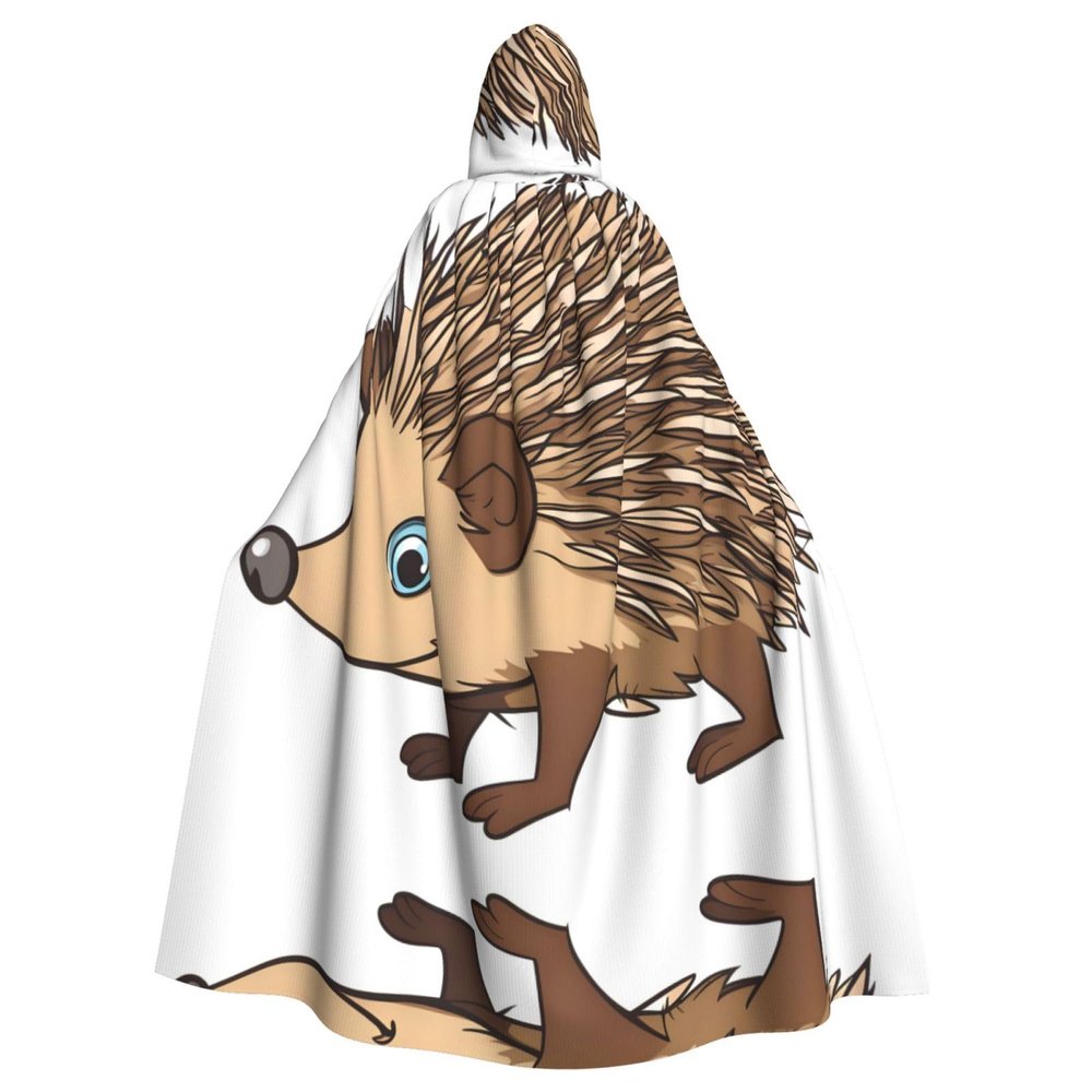 WHJYMX cute Cartoon Hedgehog Printing Halloween Adult Hooded Cloak for Party Decoration and Costumes